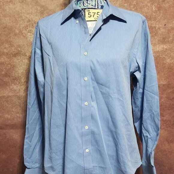 Brooks Brothers blue pinstripe collard shirt - Picture 1 of 6